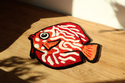 Discus Fish (Symphysodon aequifasciatus) Rug – Handmade Soft Carpet for Tropical Fish Lovers