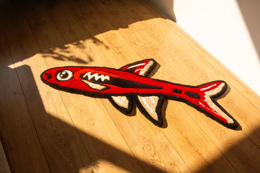  Chili Rasbora (Boraras brigittae) Rug – Handmade Aquarium-Themed Carpet for Fish Lovers