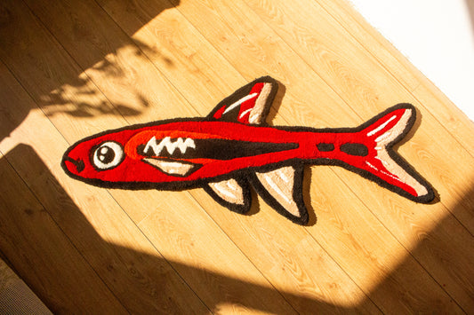  Handmade Chili Rasbora (Boraras brigittae) Rug – Soft, Cozy Aquarium Decor with Fiery Red Colors